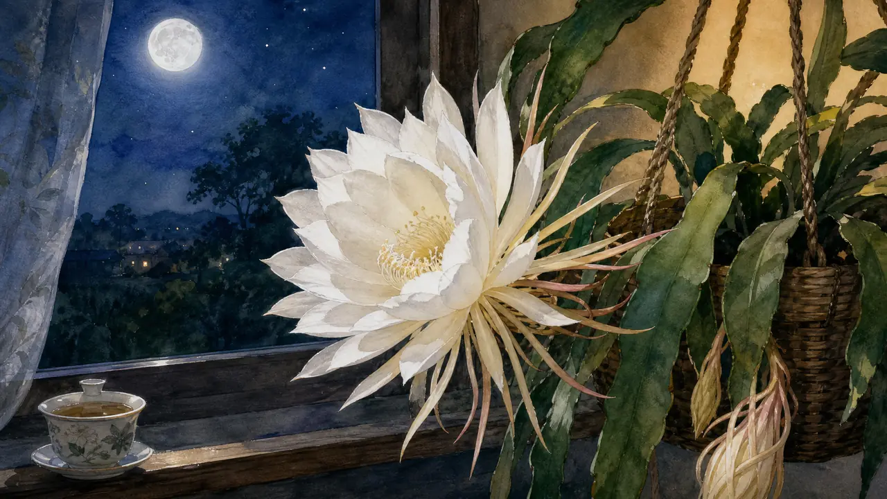 芸花绿植就是昙花：夜间开花怎么蹲守、促花养护与花后修剪