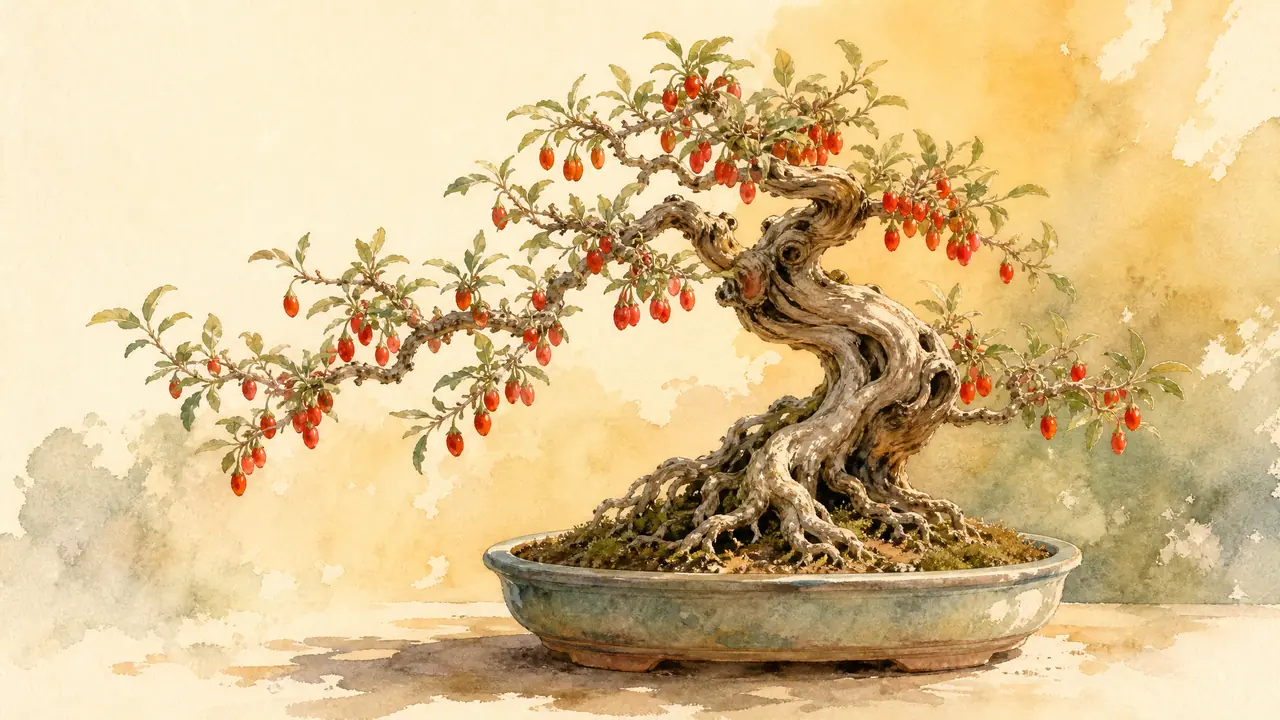枸杞盆栽怎么养：耐剪耐旱的老桩造型入门，观果食用两相宜