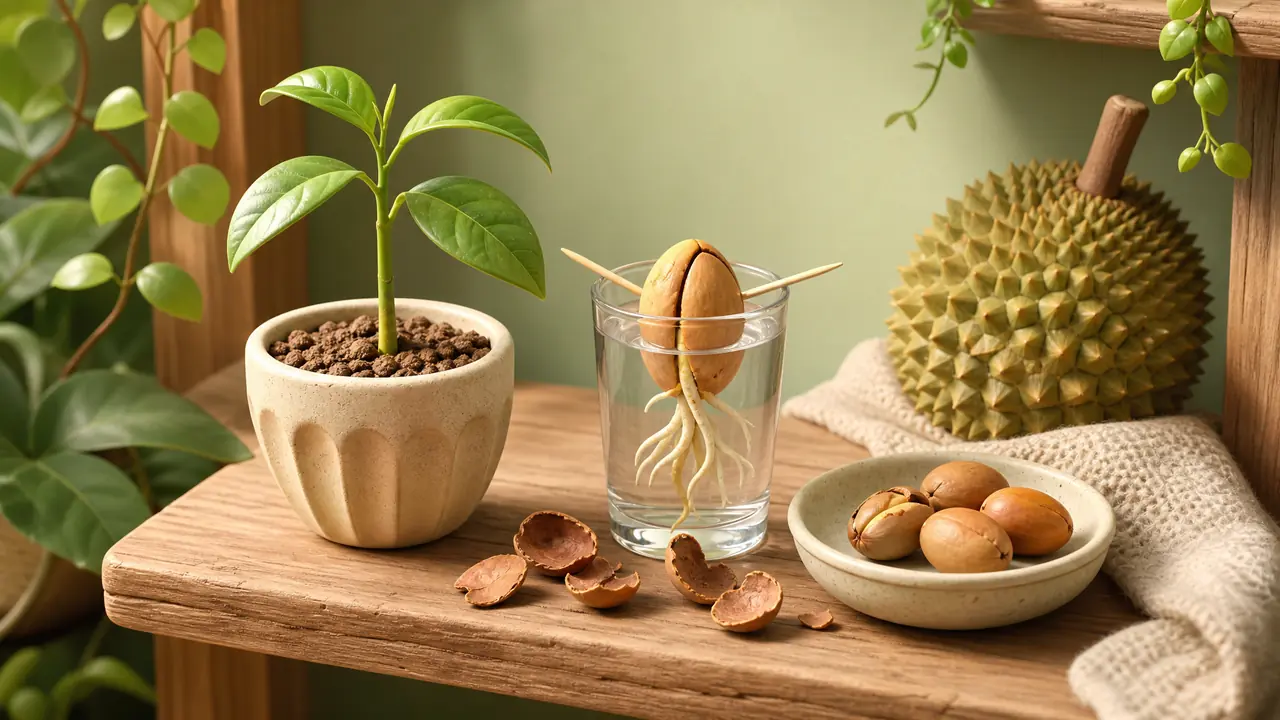 榴莲籽绿植实验：吃剩的果核种盆栽发芽率最高的做法