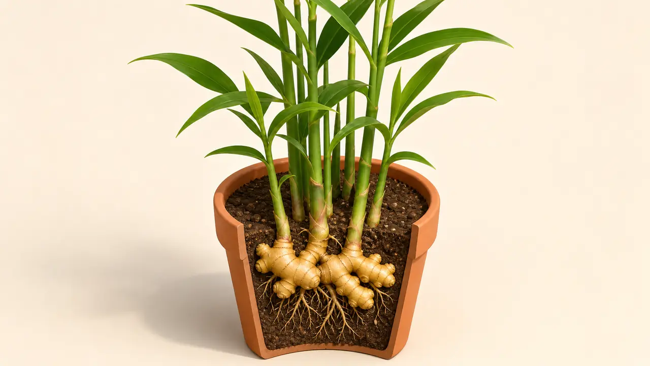 生姜绿植盆栽全流程：发芽的姜别扔，种下去吃姜两不误