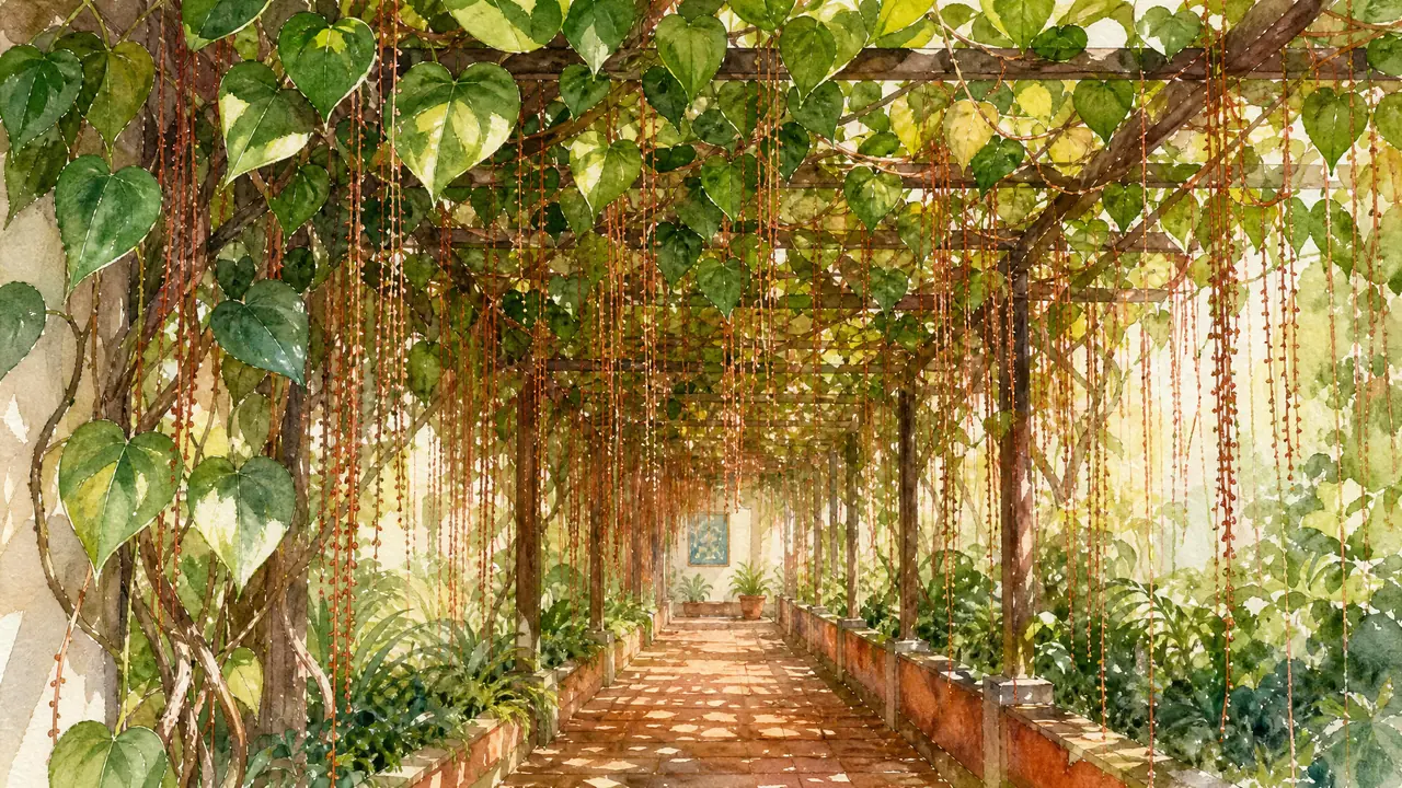 绿植锦屏藤怎么养：垂下红色窗帘须的气根藤，越老越红