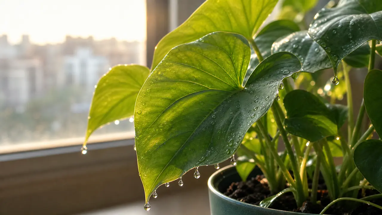 绿植叶尖出水不是漏水：吐水现象说明什么，和露水伤流怎么分