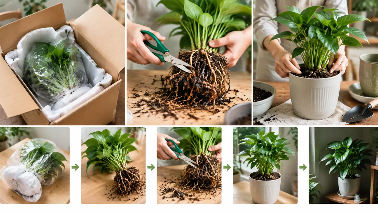 网上绿植到手别急着浇水：拆箱修根缓盆见光全流程
