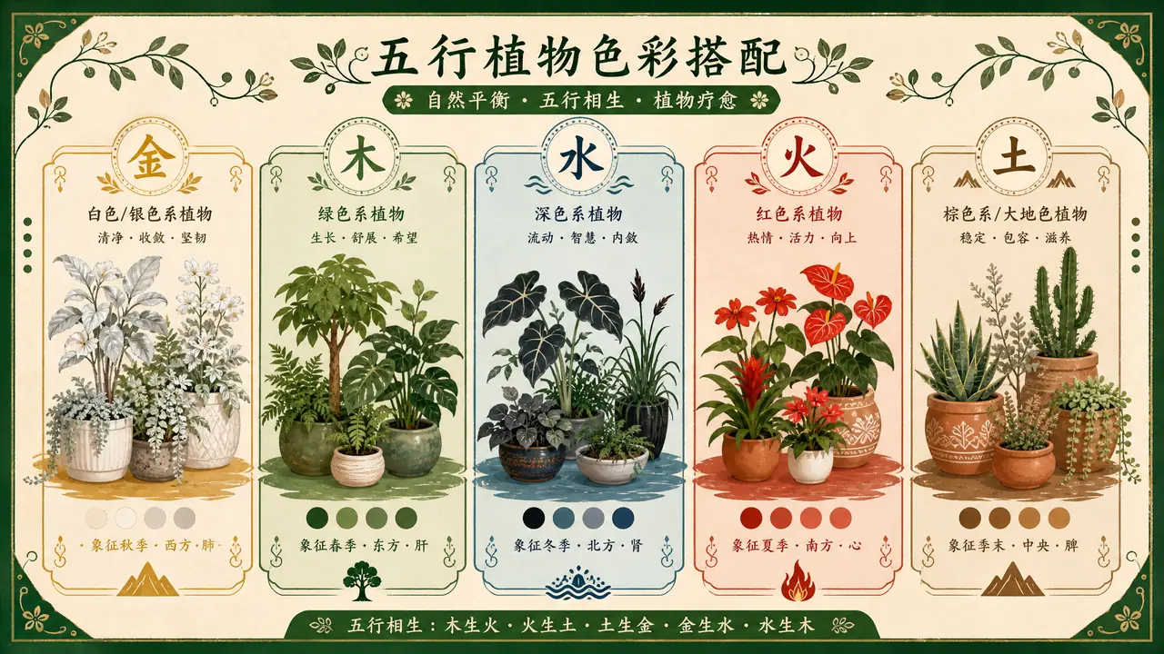 绿植五行怎么配：金木水火土对应的花草色系说法与盆栽挑选