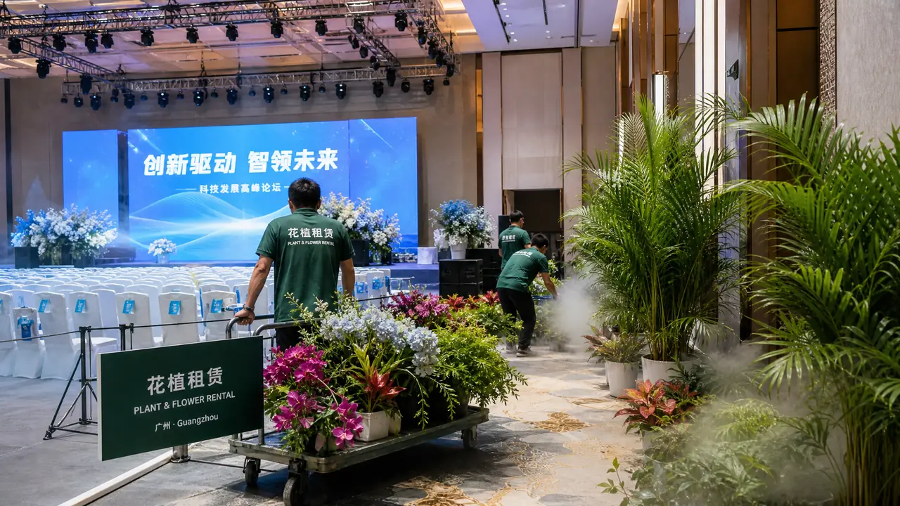 广州绿植花卉租赁组合谈：年会花摆和长期绿植租怎么打包最省