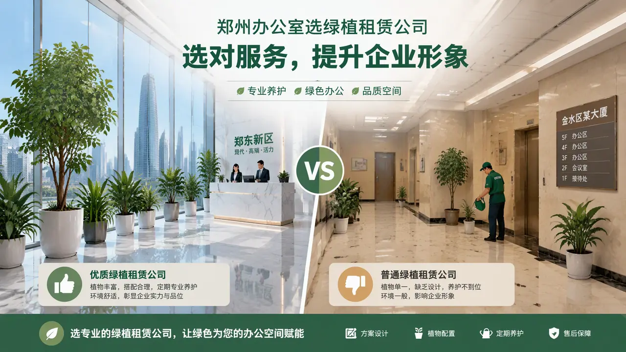 郑州绿植租赁公司怎么挑？郑东新区和老城区写字楼的服务差在哪