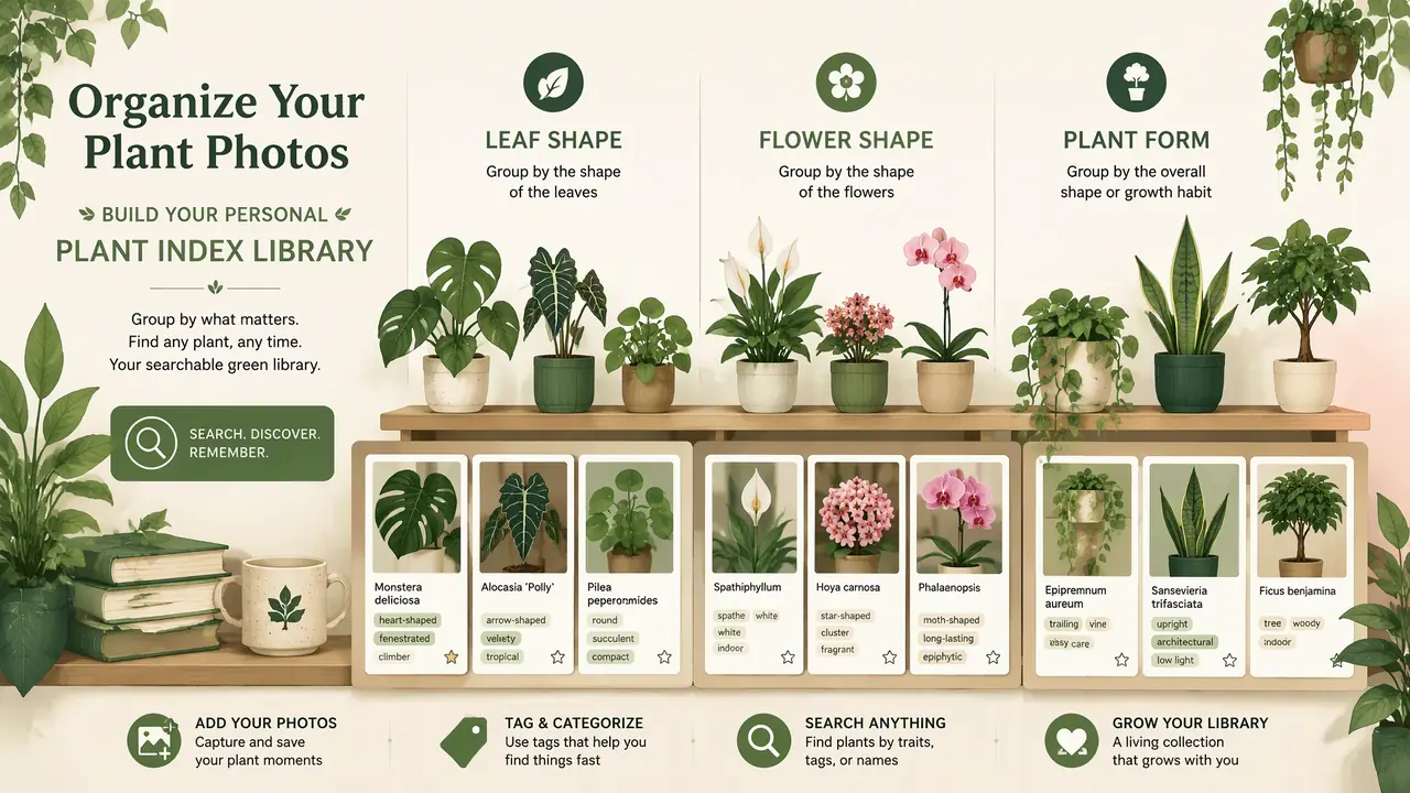 各种绿植图片存一堆找不到？叶形花形株型三键自建检索库