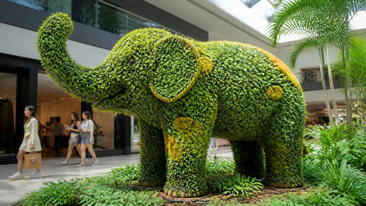 绿植大象是什么？大象造型的绿植玩法，从真植扎作到仿真摆件的门道