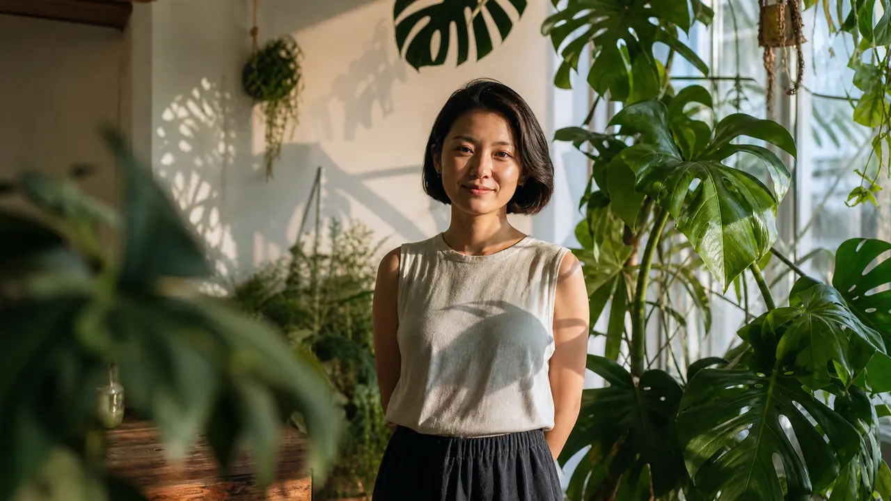 绿植人物照在家怎么拍？植物背景人像的摆位光线和构图实操