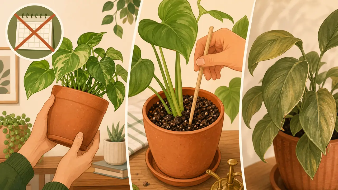 绿植什么时候浇水？掂盆插签看叶，三个信号比日程表靠谱