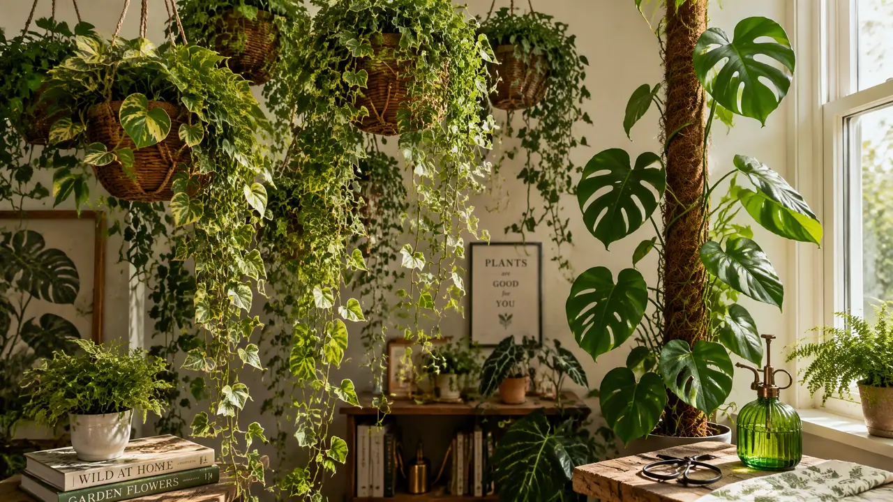 滕蔓绿植怎么养出垂帘感？十种皮实品种与水苔柱牵引手法
