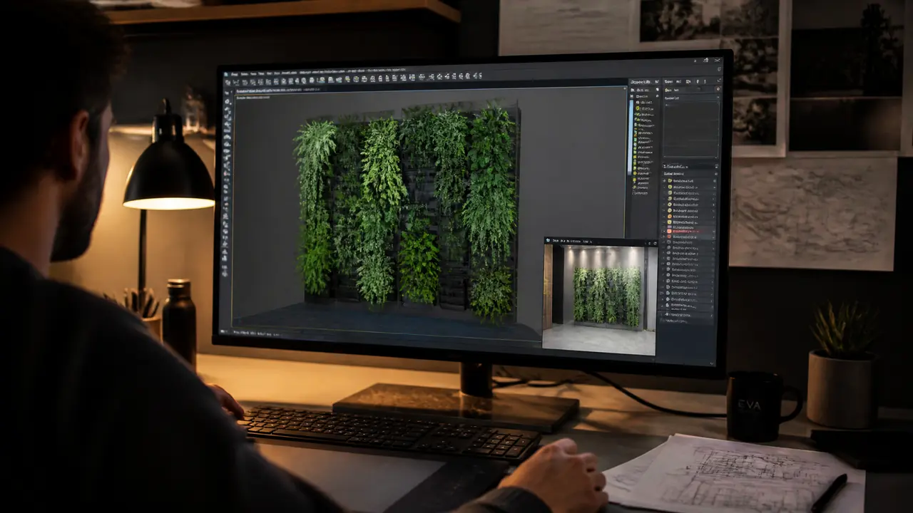 3d绿植墙方案怎么做？从量尺到渲染的建模全流程