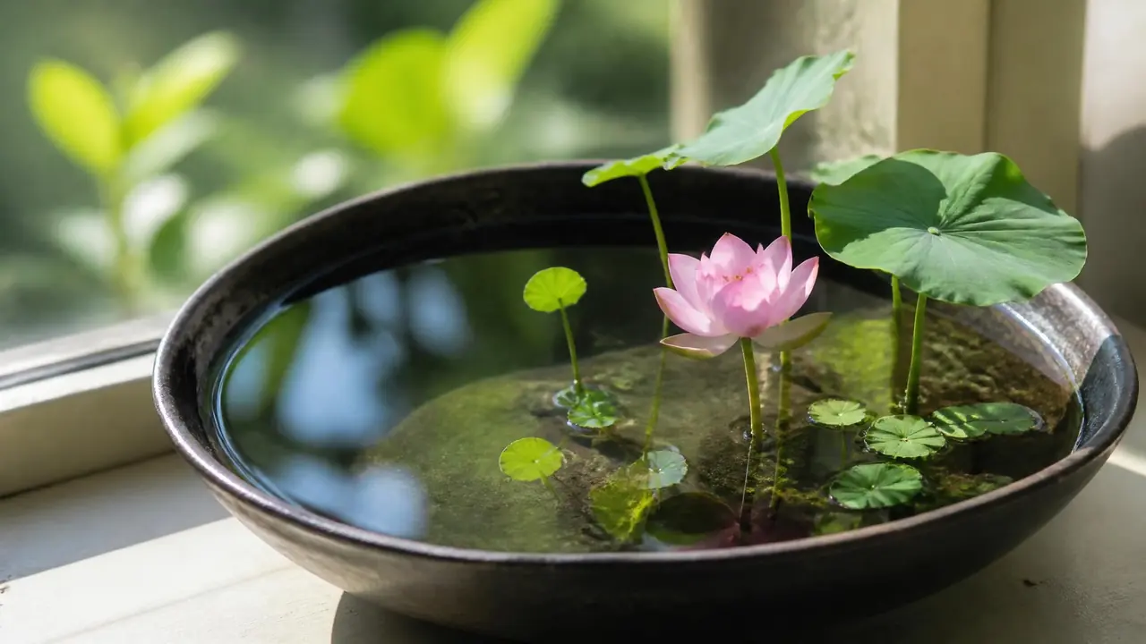 水盆绿植怎么养：浅盆水深对照表、碗莲避假和绿藻处理