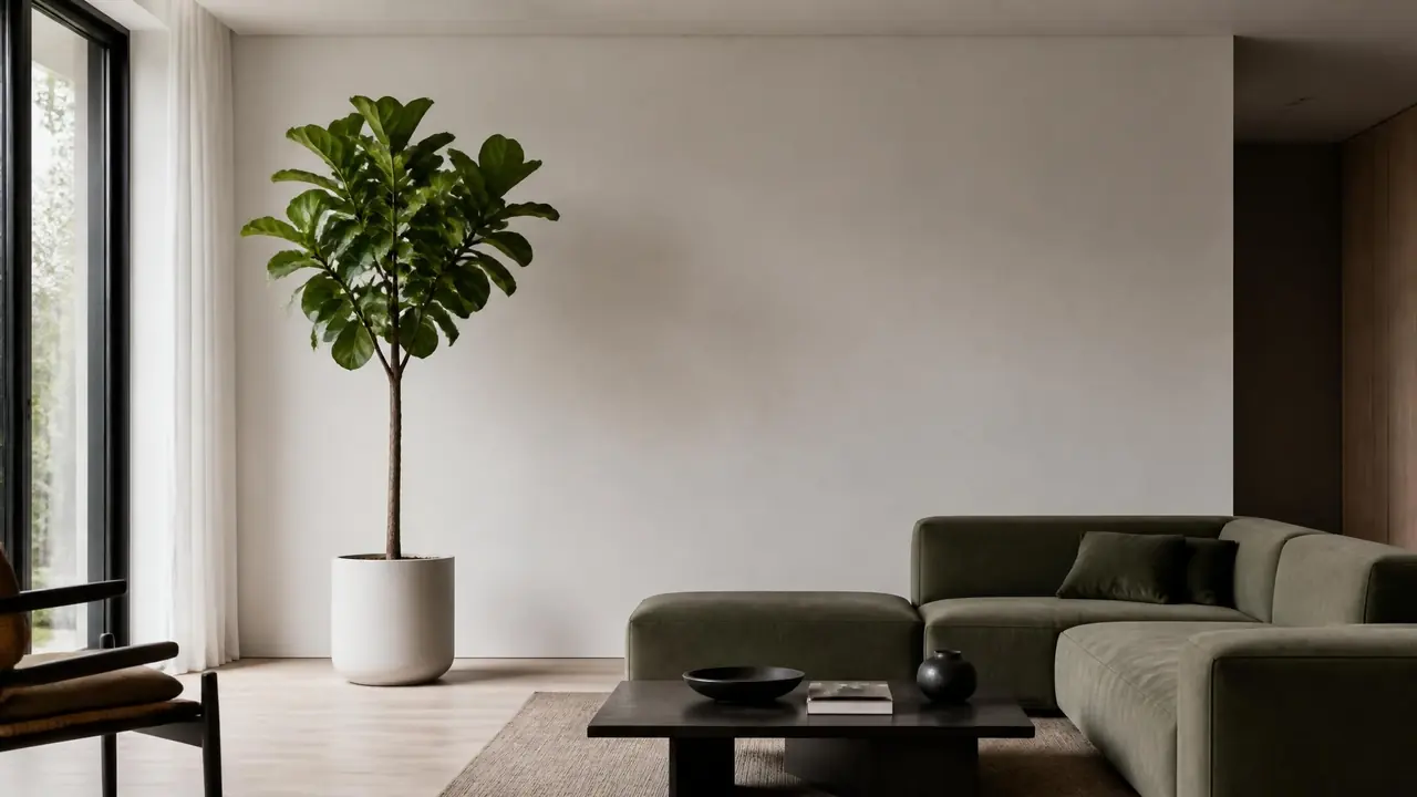 现代绿植别贪多：大叶植物配素色盆，客厅才立得住