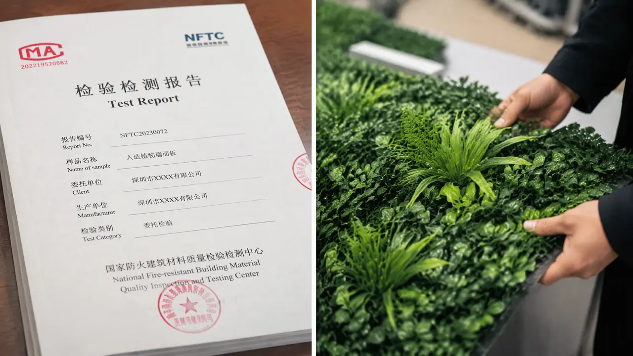 假绿植墙厂家的阻燃报告怎么核验？盯住CMA章、标准号和送检样品