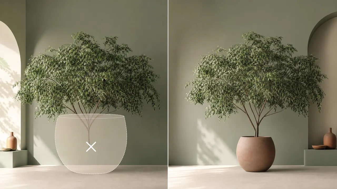 花盆大绿植怎么选盆？盆径比冠幅小一档的口诀和原因