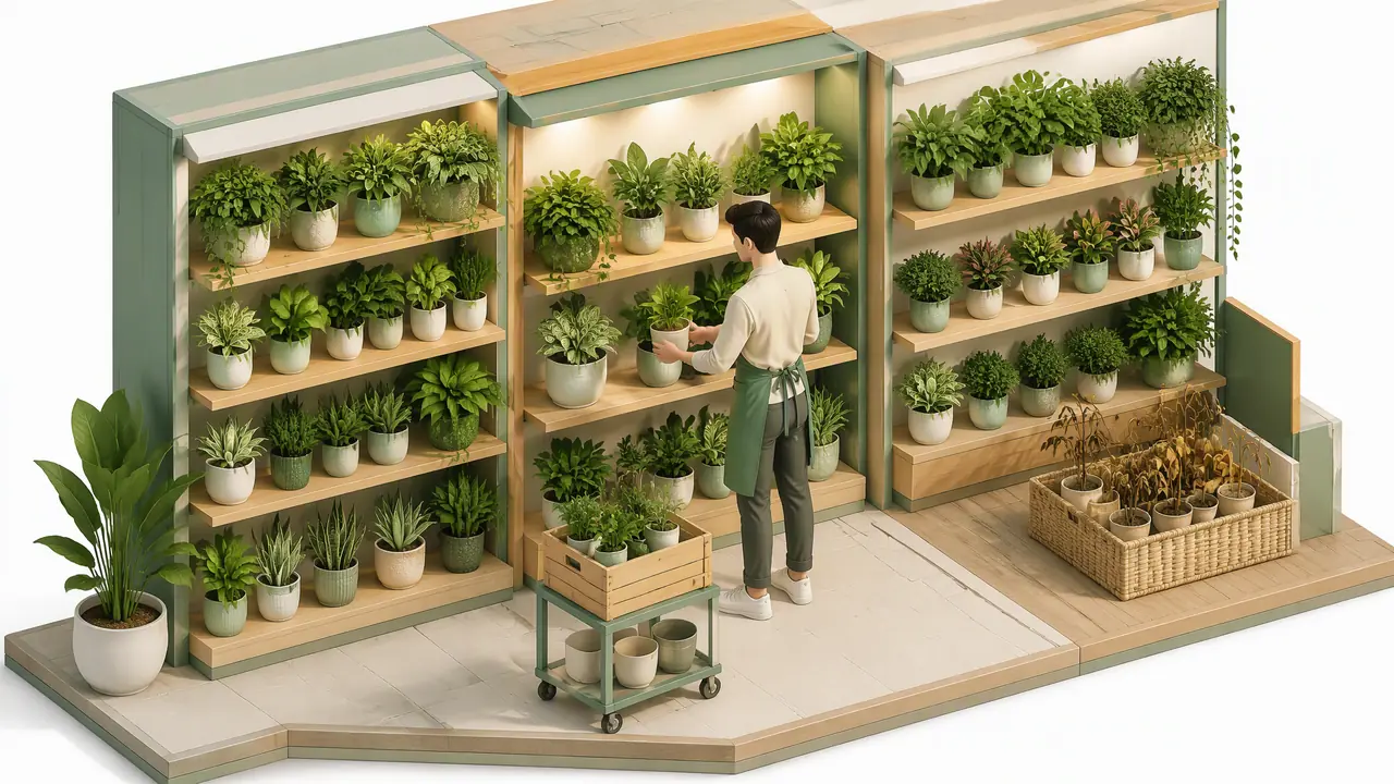 商场绿植货架怎么运营？选品补货和滞销处理的一手观察